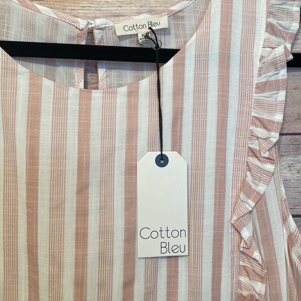 Cotton Bleu Ruffle Top - Picture 2 of 7
